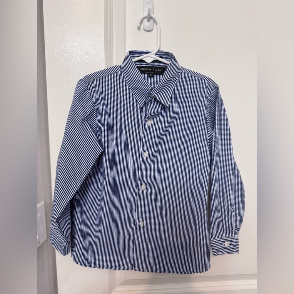 Andrew Fezza Boys Navy Blue Striped Kids Shirt